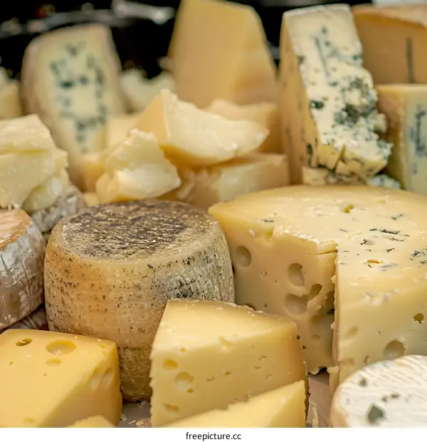 Assortment of Different Types of Cheese Close Up
