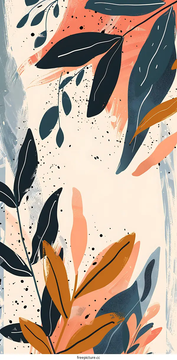 Abstract Watercolor Botanical Illustration with Leaves and Branches