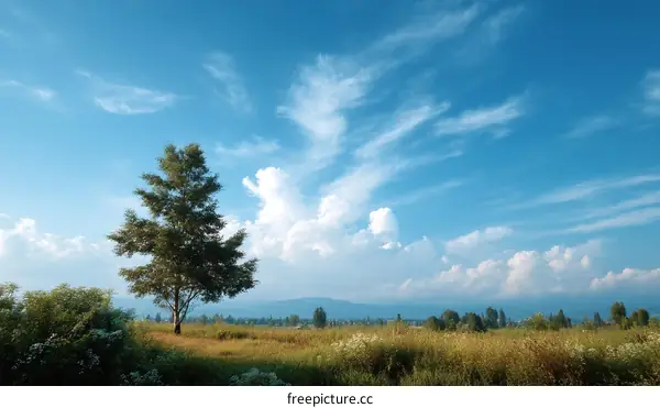 Solitary Tree Under a Vast Sky