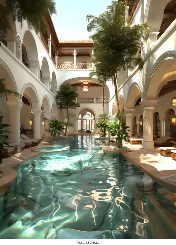Indoor swimming pool of luxury hotel