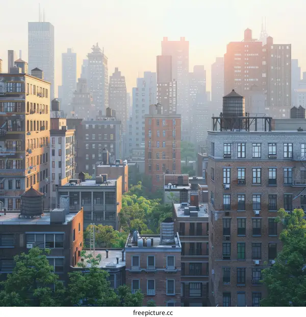 Cityscape View of Buildings and Trees