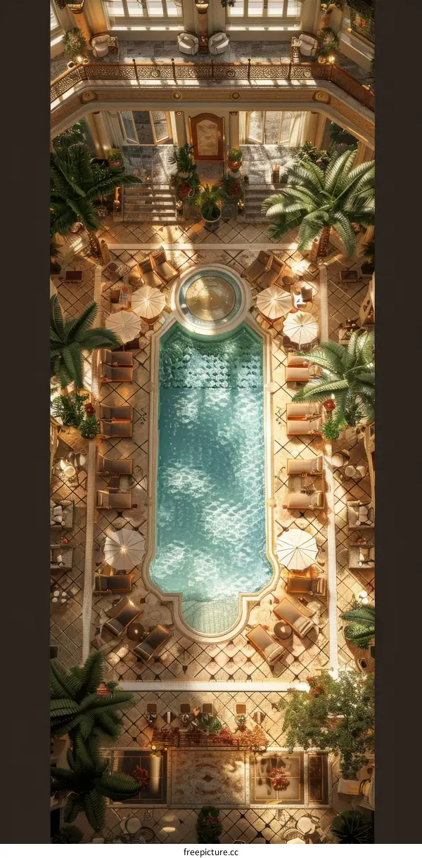 Luxurious Indoor Pool with Tropical Garden