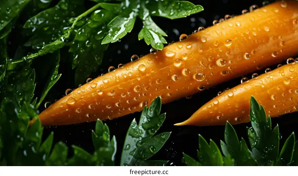 Fresh organic carrots with parsley