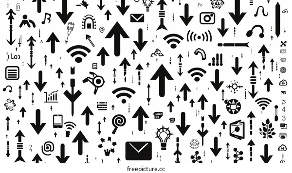 Black arrows and symbols on a white background