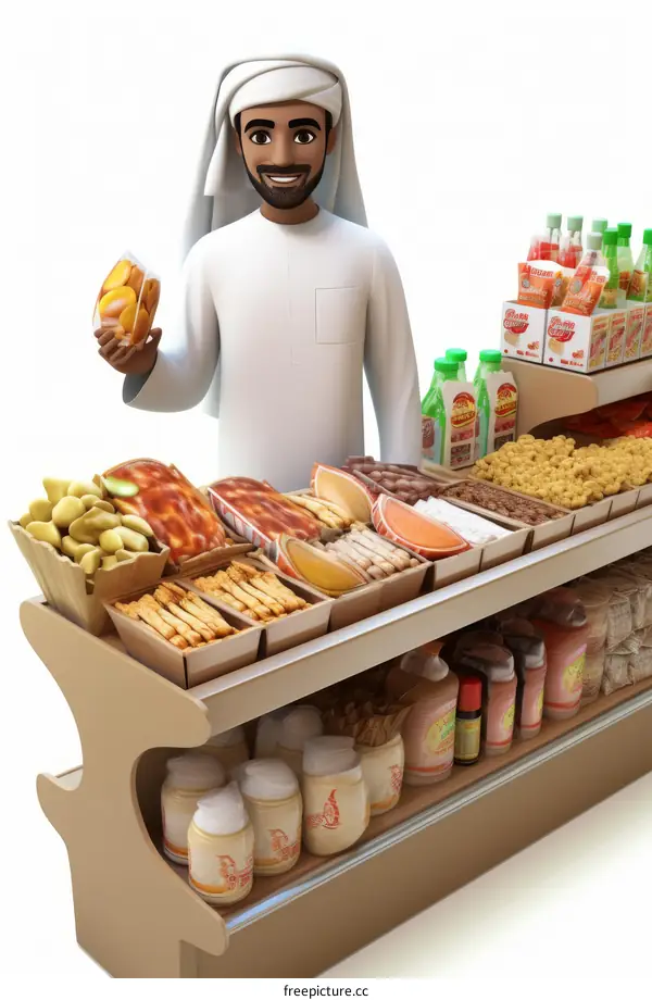 Arab man selling food