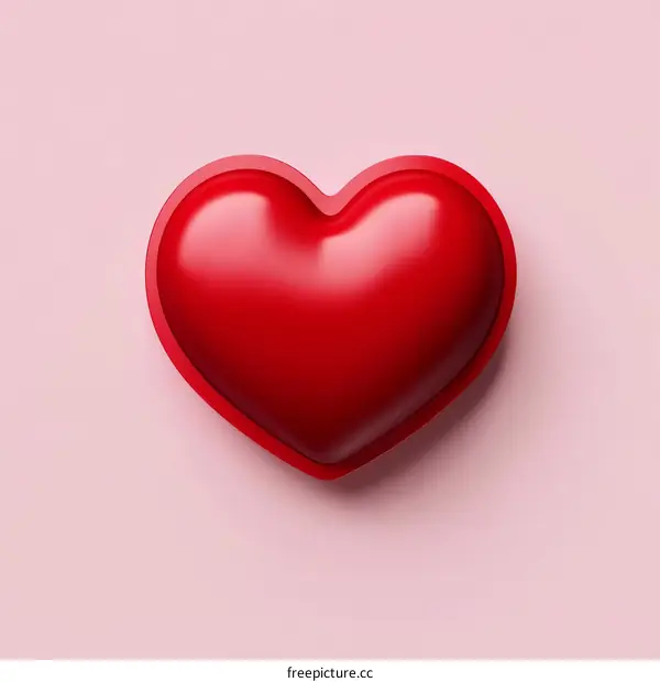 3D Rendered Red Heart on Pink Background
