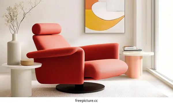 Modern Red Recliner Armchair in a Cozy Living Room