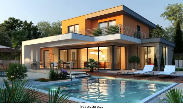Modern Villa with Swimming Pool Exterior Design
