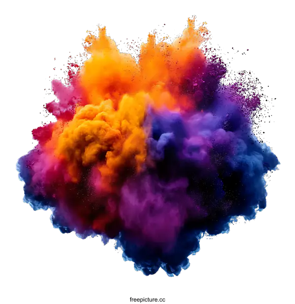 [Transparent Background PNG]Colorful Powder Explosion Abstract Background