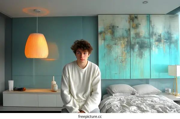 Modern Bedroom Interior with Teenager