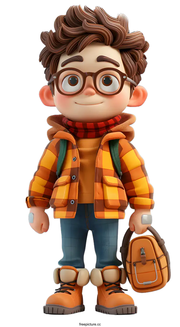 [Transparent Background PNG]Cute Cartoon Boy Ready for Adventure