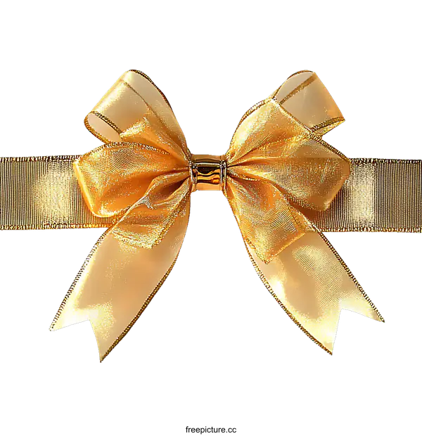 [Transparent Background PNG]Golden Ribbon Bow Decoration