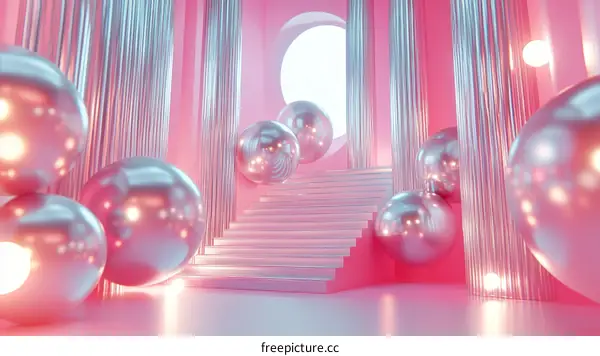 Abstract Pink and Silver Geometric Interior Design