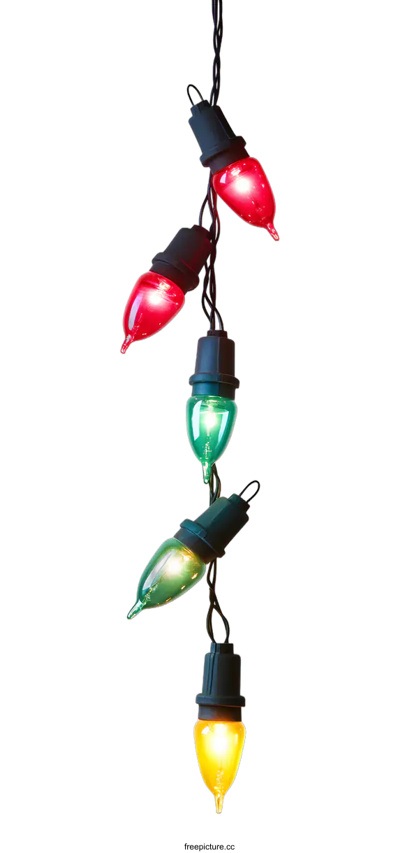 [Transparent Background PNG]String of Christmas Lights With Red, Green, And Yellow Bulbs