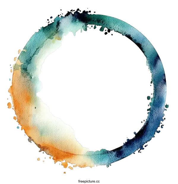 [Transparent Background PNG]Abstract Watercolor Circle Border Design