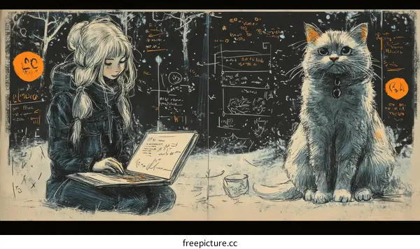 Winter Study Session with a Cat