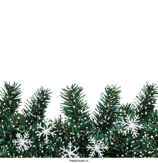 [Transparent Background PNG]Christmas Fir Branches with Snowflakes Decoration