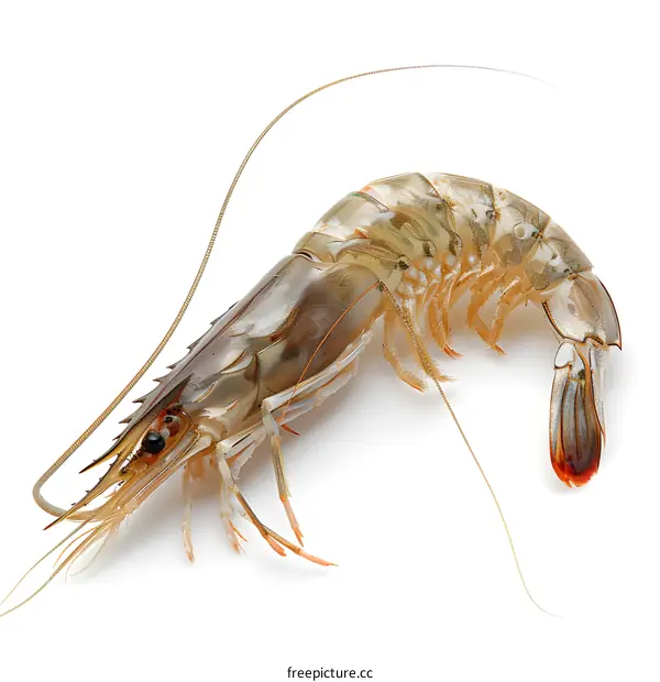 A fresh prawn isolated on a white background