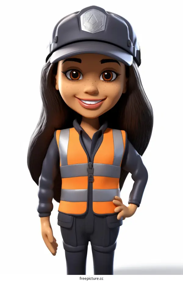 Construction worker wearing hard hat and safety vest