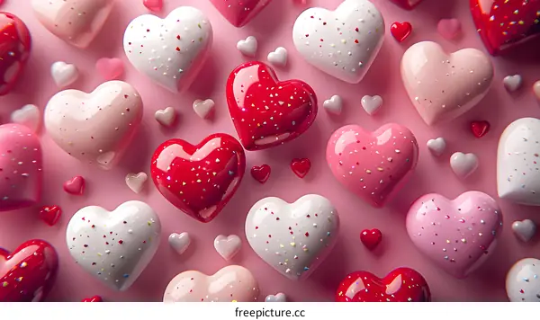 Pink and red hearts background for Valentines Day