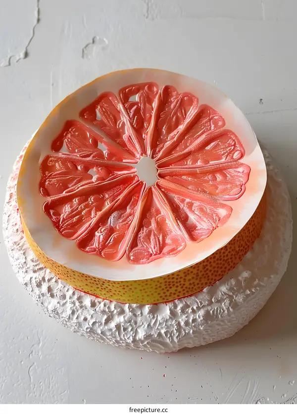 Closeup of a Freshly Cut Grapefruit