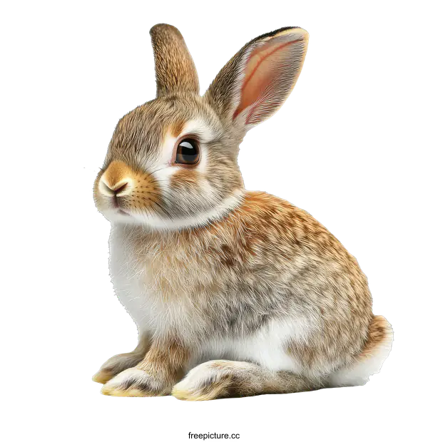 [Transparent Background PNG]Adorable Baby Rabbit Portrait on White Background