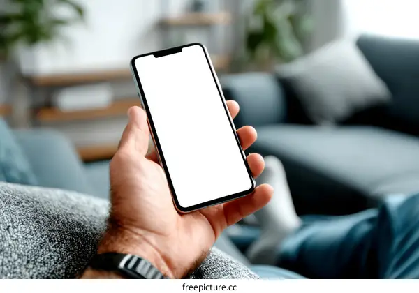 Close-up of a Hand Holding a Blank Screen Smartphone