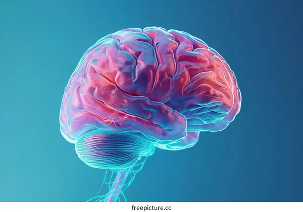 A 3D illustration of a human brain.