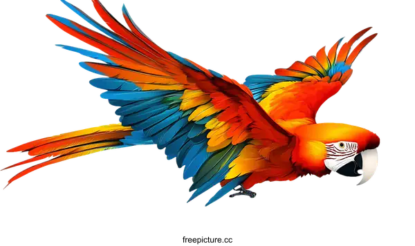 [Transparent Background PNG]Colorful Parrot in Flight Illustration