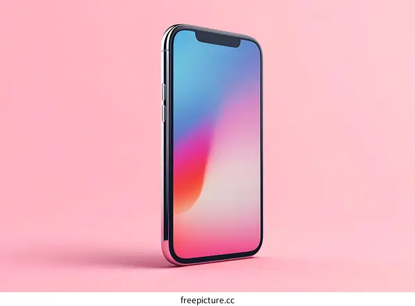Modern Smartphone on Pink Background