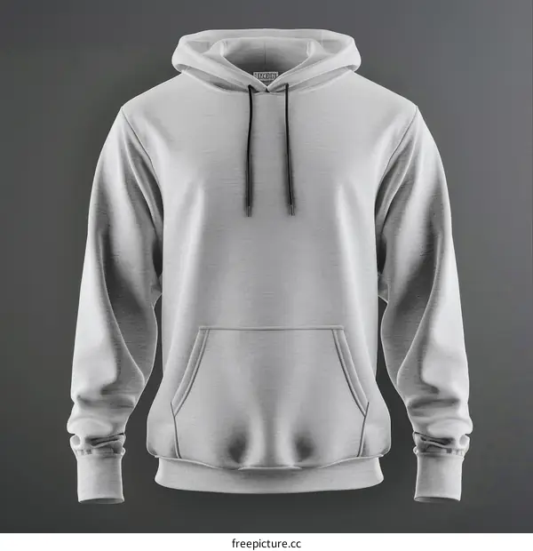 Grey Pullover Hoodie with Black Drawstrings
