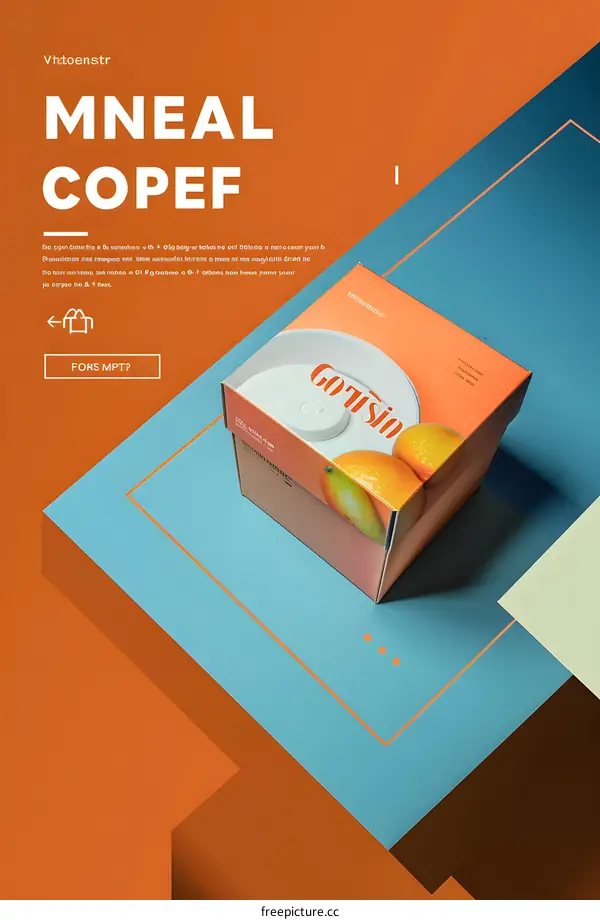 Orange and Yellow Color Product Box with White and Blue Background