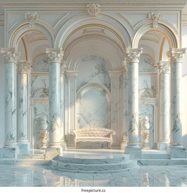 Elegant Marble Hallway Illustrative Design