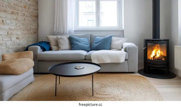 Modern Cozy Living Room with Fireplace