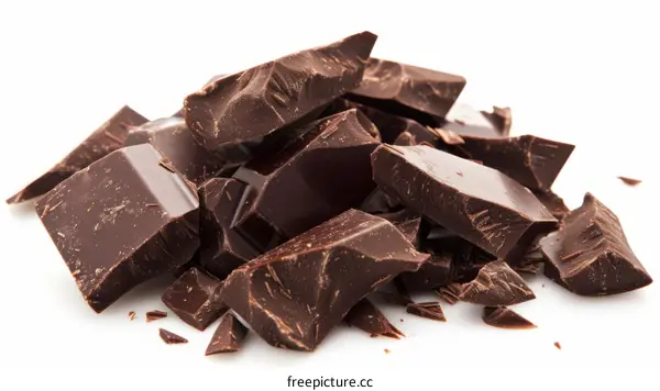 A pile of dark chocolate chunks
