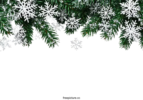 [Transparent Background PNG]Christmas Decoration with Snowflakes and Fir Branches