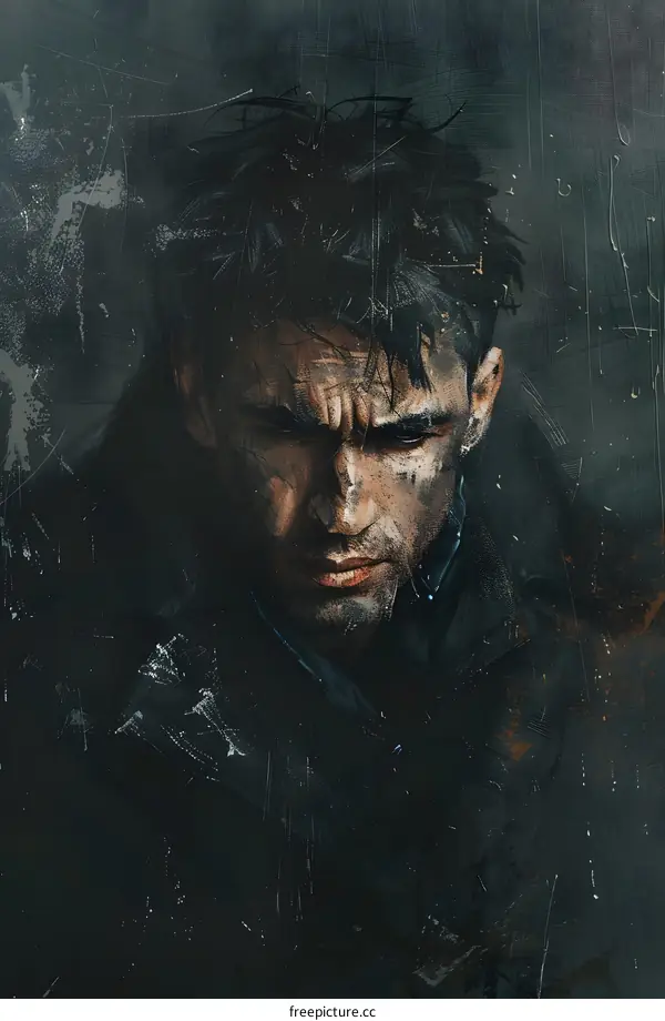 Portrait of a Man With a Grime Covered Face