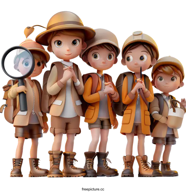 Five Young Explorers Ready for Adventure