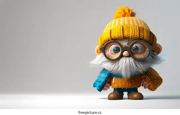 3D rendering of a cute cartoon old man