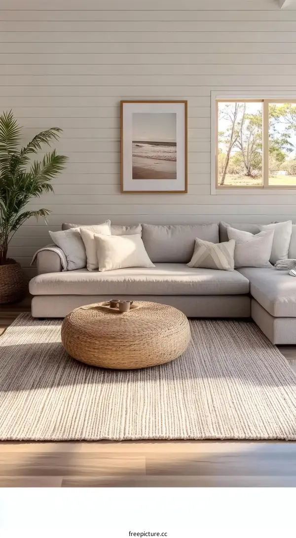 Modern Beige Living Room Interior Design