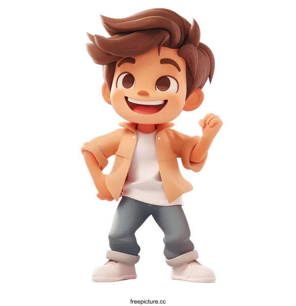 [Transparent Background PNG]Illustration of a happy boy