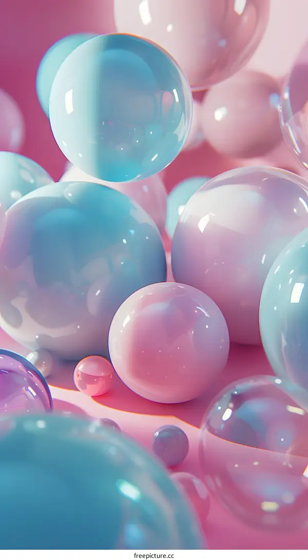 Abstract Pink and Blue 3D Spheres