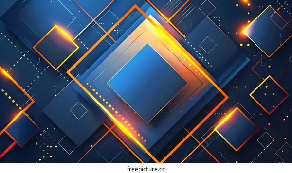 Abstract Geometric Shapes with Blue and Orange Color Scheme