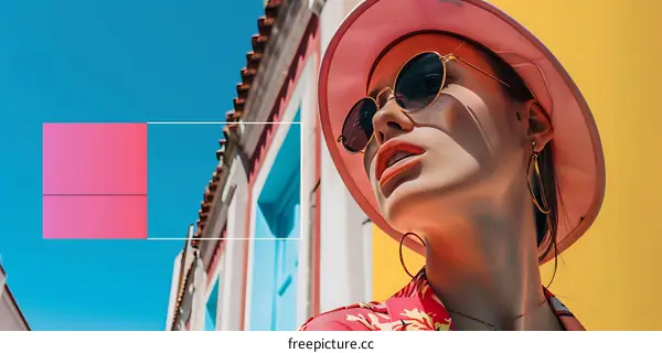 Woman in Pink Hat and Sunglasses on a Summer Day