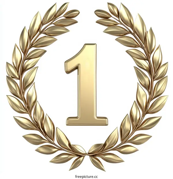 Gold Laurel Wreath with Number One