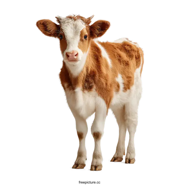 [Transparent Background PNG]Adorable Calf Portrait Against White Background