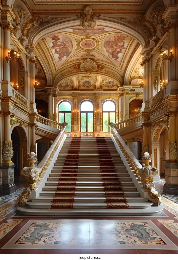 Ornate Staircase in a Historic Building