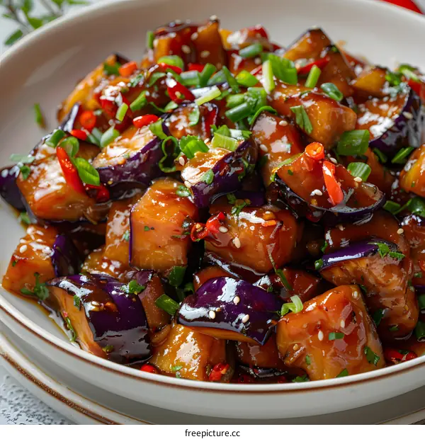 Spicy Garlic Eggplant with Sesame Seeds