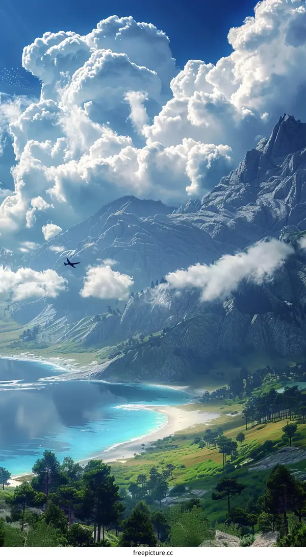 Stunning Mountain Scenery with a Blue Beach