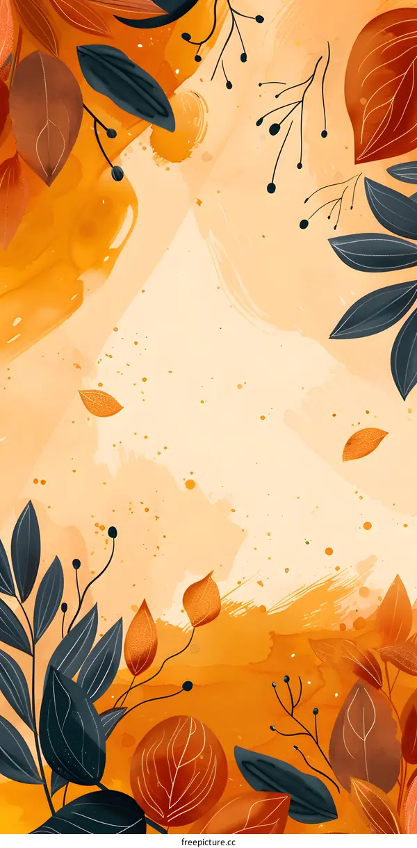 Autumn Leaves Watercolor Background Illustration